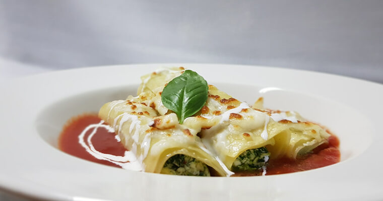 Spinach and Ricotta Filled Cannelloni