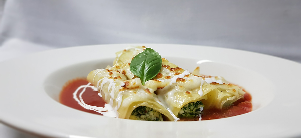 Spinach and Ricotta Filled Cannelloni